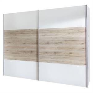 Schuifdeurkast Arizona Sleep Alpinewit/santana eikenhouten look - Breedte: 200 cm - Zonder passe-partout lijst - Zonder verlichting