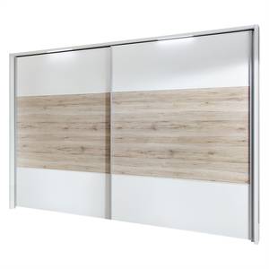 Schuifdeurkast Arizona Sleep Alpinewit/santana eikenhouten look - Breedte: 250 cm - Met passe-partout lijst - Met verlichting