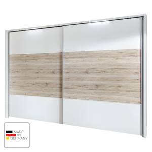 Schuifdeurkast Arizona Sleep Alpinewit/santana eikenhouten look - Breedte: 250 cm - Met passe-partout lijst - Met verlichting