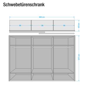 Armoire coulissante Arizona Sleep Blanc alpin / Imitation chêne du Santana - Largeur : 300 cm - Avec cadre passepartout - Sans éclairage