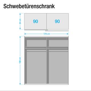 Schwebetürenschrank Avenue Anthrazit/Alu/Schwarz - Breite: 180 cm