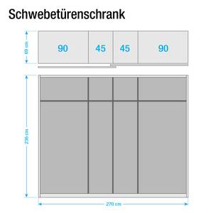 Schwebetürenschrank Bayamo Graphit/Mattglas Blau - 270 x 236 cm - 2 Türen