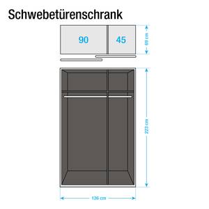 Schwebetürenschrank Beluga-Plus Hochglanz Sandgrau / Hochglanz Weiß / Alpinweiß - 136 x 223 cm - 2 Türen