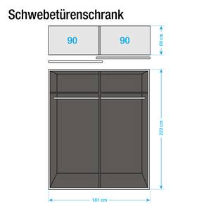 Schwebetürenschrank Beluga-Plus Hochglanz Sandgrau / Hochglanz Weiß / Alpinweiß - 181 x 223 cm - 2 Türen