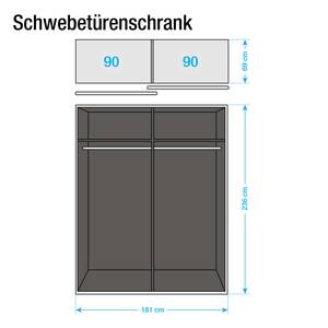 Schwebetürenschrank Beluga-Plus Hochglanz Sandgrau / Hochglanz Weiß / Alpinweiß - 181 x 236 cm - 2 Türen