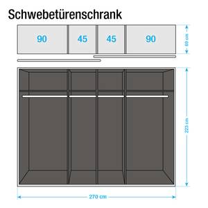 Armoire à portes coulissantes Beluga Gris sable brillant / Blanc alpin - 270 x 223 cm - 2 porte