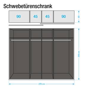 Schuifdeurkast Beluga hoogglans zandgrijs/wit alpinewit - 270 x 236 cm - 2 deuren