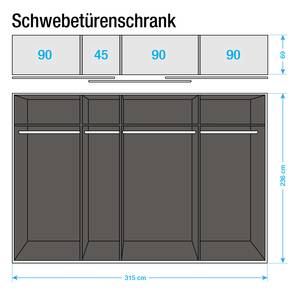 Schuifdeurkast Beluga hoogglans zandgrijs/wit alpinewit - 315 x 236 cm - 3 deuren