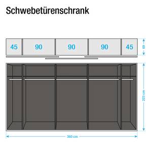 Armoire à portes coulissantes Beluga Gris sable brillant / Blanc alpin - 360 x 223 cm - 3 portes