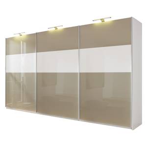 Armoire à portes coulissantes Beluga Gris sable brillant / Blanc alpin - 405 x 236 cm - 3 portes