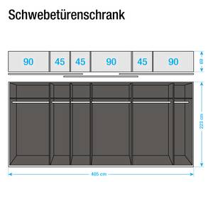 Schwebetürenschrank Beluga-Plus Hochglanz Weiß / Eiche Sonoma Dekor - 405 x 223 cm - 3 Türen