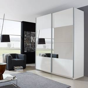 Armoire portes coulissantes Beluga Plus Blanc alpin / Blanc brillant - 225 x 236 cm