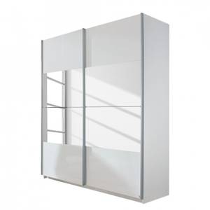 Zweefdeurkast Open Space alpinewit/hoogglans wit spiegel - 136 x 223 cm - 2 deuren