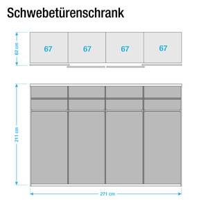 Schuifdeurkast Bensheim Sanremo eikenhouten look - Breedte: 271 cm