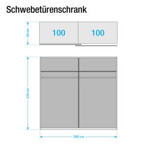 Armoire à portes coulissantes Zuri Blanc alpin - Largeur : 200 cm