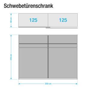 Zweefdeurkast Bianca Alpinewit/spiegelglas - Breedte: 250 cm