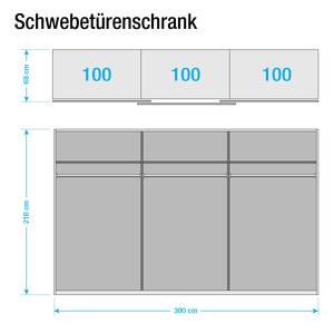 Schwebetürenschrank Bianco Hochglanz Weiß / Spiegel - Breite: 300 cm