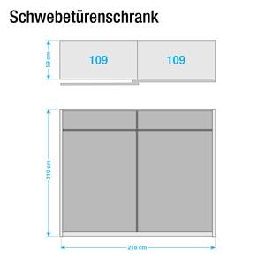 Schuifdeurkast Borba Alpinewit/lavakleurig glas - Breedte: 218 cm