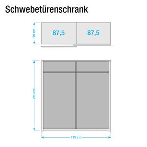 Schwebetürenschrank Borba Eiche Sanremo Hell Dekor / Grau - Breite: 175 cm