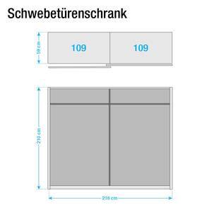 Schwebetürenschrank Borba Eiche Sanremo Hell Dekor / Grau - Breite: 218 cm