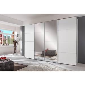 Armoire à portes coulissantes Brüssel Blanc alpin - 270 cm (4 portes) - 2 portes avec miroir - Blanc alpin - Largeur : 270 cm - 2 miroir