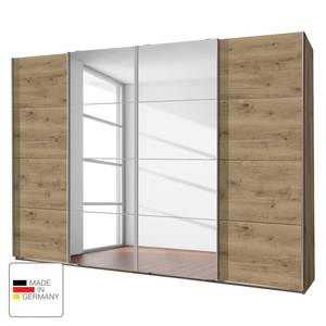Zweefdeurkast Brüssel Eiken planken look - 270 cm (4-deurs) - 2 spiegeldeuren - Eiken planken look - Breedte: 270 cm - 2 spiegeldeuren