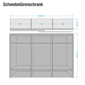 Schwebetürenschrank Buffalo I Massivholz Eiche - Breite: 300 cm - Mit Passepartoutrahmen - Mit Beleuchtung