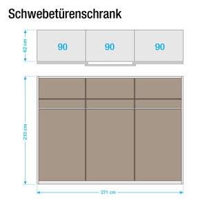 Schuifdeurkast Bustas Lichte San Remo eikenhouten look/alpinewit - Breedte: 271 cm