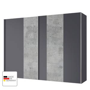 Armoire à portes coulissantes Cando Imitation béton / Graphite - Largeur : 250 cm - 2 porte