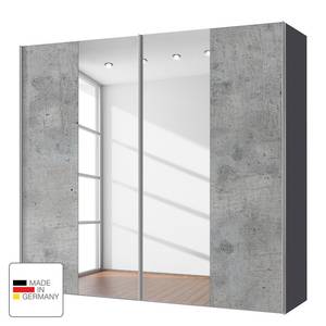 Schwebetürenschrank Cando Beton Dekor / Spiegel - Breite: 200 cm - 2 Türen