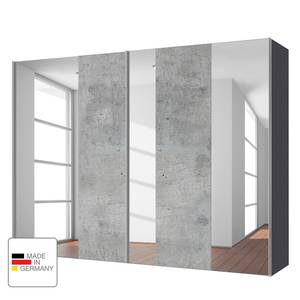 Armoire à portes coulissantes Cando Imitation béton / Verre miroir - Largeur : 250 cm - 2 porte