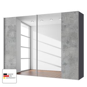 Armoire à portes coulissantes Cando Imitation béton / Verre miroir - Largeur : 300 cm - 2 porte