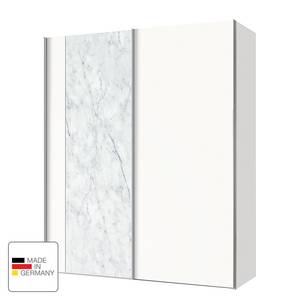 Zweefdeurkast Cando Marmer look/Poolwit - Breedte: 150 cm - 2 deuren