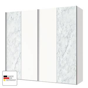 Armoire à portes coulissantes Cando Imitation marbre / Blanc polaire - Largeur : 200 cm - 2 porte