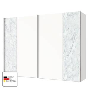 Armoire à portes coulissantes Cando Imitation marbre / Blanc polaire - Largeur : 300 cm - 2 porte