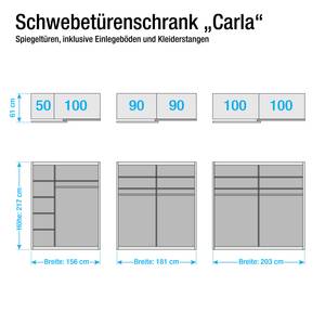 Schwebetürenschrank Carla I Weiß - Schrankbreite: 203 cm - 2-türig