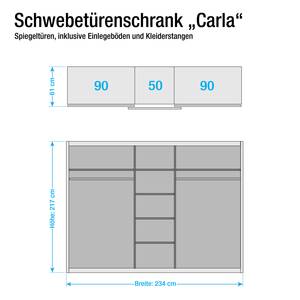 Armoire à portes coulissantes Carla II Blanc Largeur d'armoire : 234 cm - 3 portes