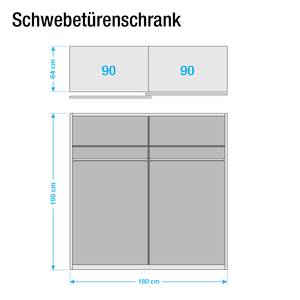 Schwebetürenschrank Tyrawley I Alpinweiß / Eiche Sanremo Dekor - Breite: 180 cm - 2 Türen