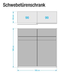 Schwebetürenschrank Tyrawley I Lavagrau / Beton - Breite: 180 cm - 2 Türen