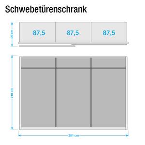 Schuifdeurkast Crato Lichte San Remo eikenhouten look - Breedte: 261 cm