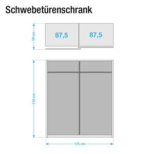 Armoire à portes coulissantes Crato Gris métallisé - Largeur : 175 cm