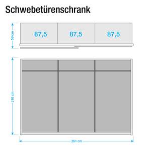 Schwebetürenschrank Crato Graumetallic - Breite: 261 cm