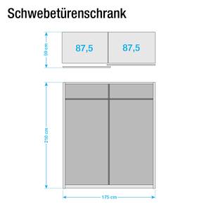 Schuifdeurkast Crato Alpinewit/spiegelglas - Breedte: 175 cm