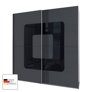 Schuifdeurkast Curve Antracietkleurig/zwart glas