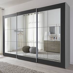 Armoire à Â portes coulissantes Dassow Argenté / Noir - Largeur : 301 cm - 3 portes