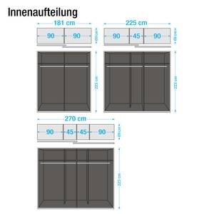 Armoire à portes coulissantes Davos Blanc alpin / Imitation chêne sauvage - Largeur d'armoire : 225 cm - 2 portes