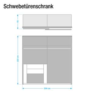 Schwebetürenschrank Yallahs Eiche Sanremo Dekor - Breite: 200 cm - 2 - Mit Passepartoutrahmen