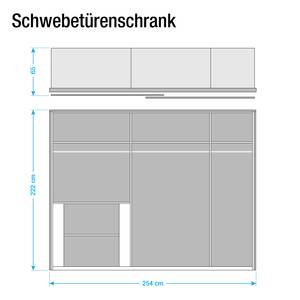 Schwebetürenschrank Yallahs Eiche Sanremo Dekor - Breite: 250 cm - Ohne - Mit Passepartoutrahmen