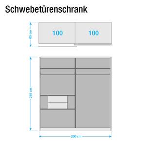 Schwebetürenschrank Yallahs Weißeiche Dekor - Breite: 200 cm - 1