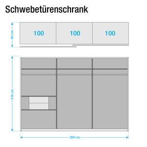 Schuifdeurkast Diva wit eikenhouten look - Breedte: 300 cm - 1